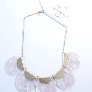 COPY - Banana Republic  White Marble Lucite Gold Fold Over Circle Necklace NWT …